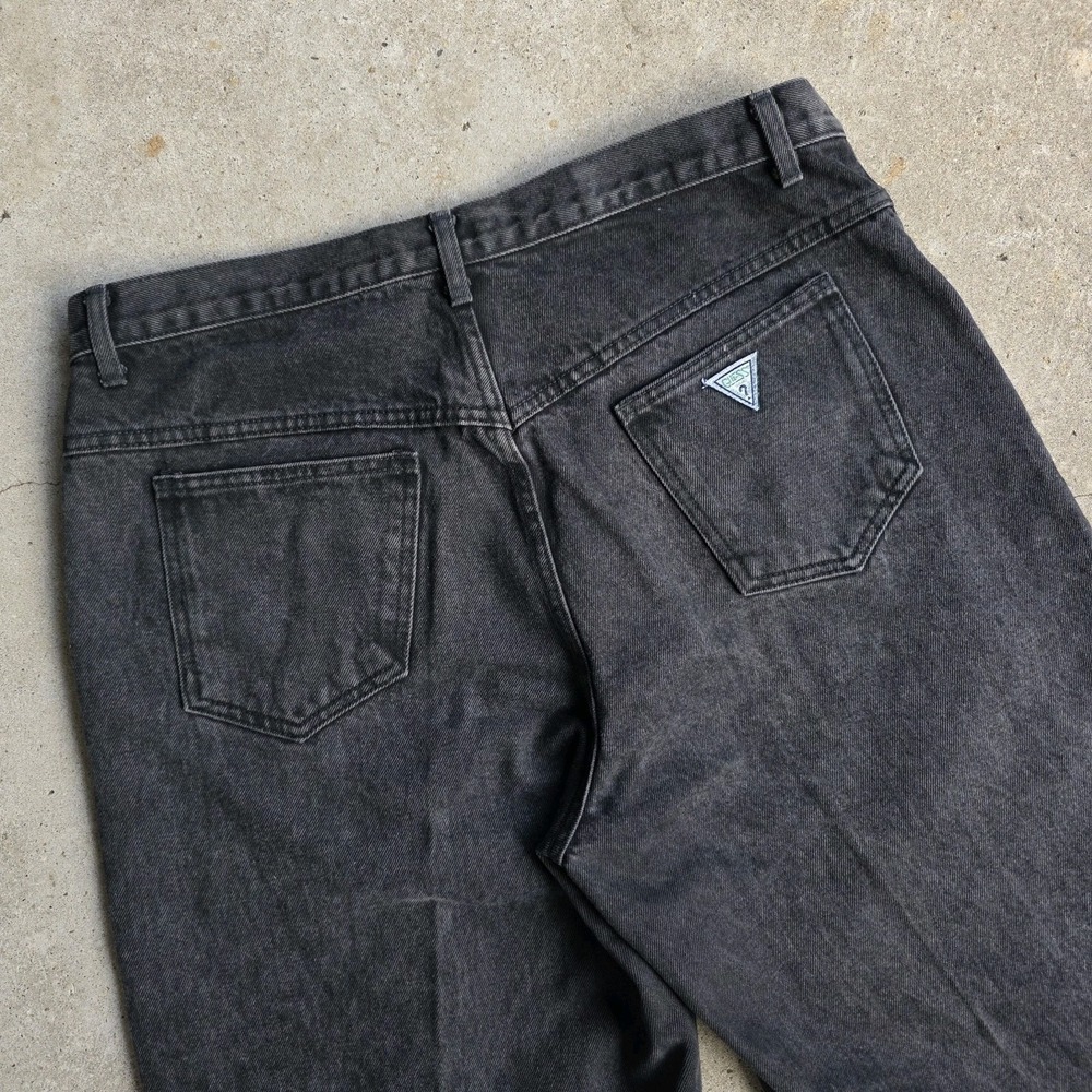 Vintage GUESS Pascal 075 Jeans Sz 40 Black USA High Waisted Tapered 90s Baggy - Picture 9 of 11